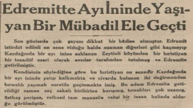 Απίστευτο: Βρέθηκε απόκομμα εφημερίδας από το 1932 στην Μυτιλήνη – Η ιστορία με τον Χριστιανό που ζούσε σε φωλιά αρκούδας (photo)