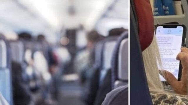 Έπαθε σοκ! Κρυφοκοίταξε το μήνυμα της μπροστινής στο αεροπλάνο και είδε πως έχει COVID (εικόνα)