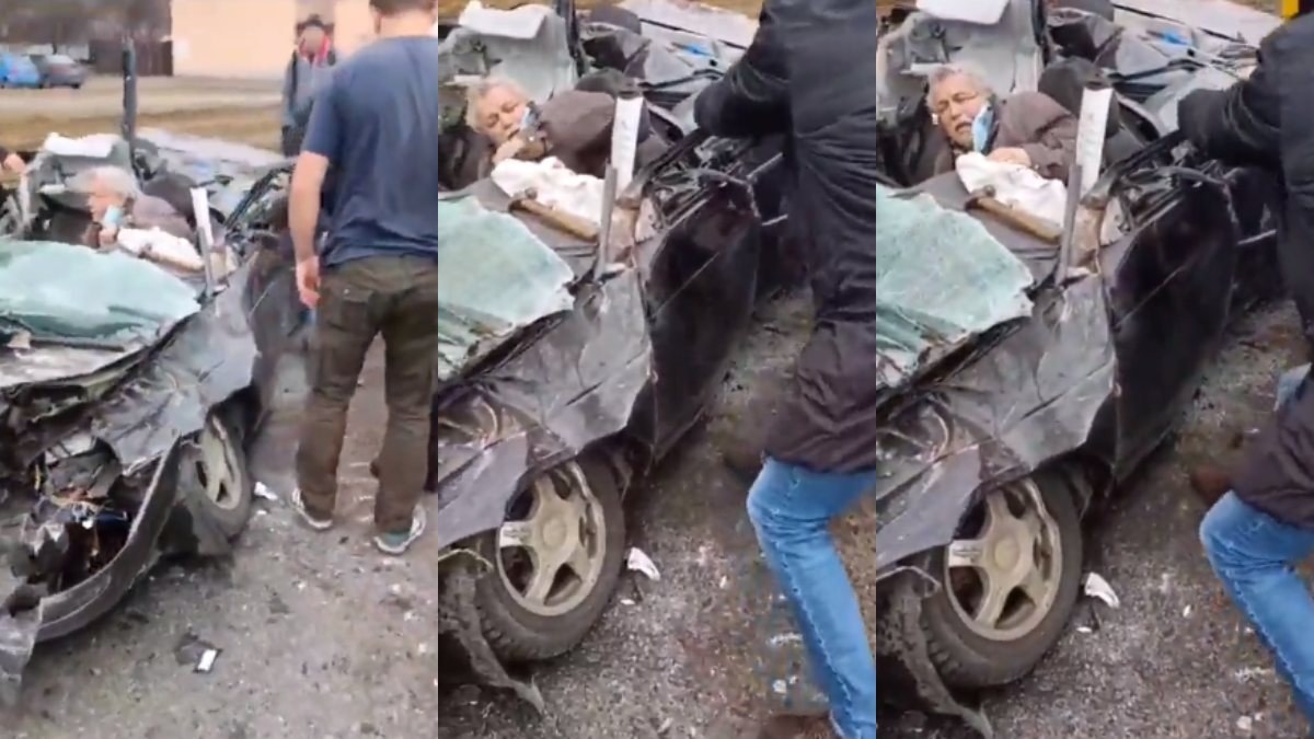 Βίντεο-σοκ! Η τραγική στιγμή που ρωσικό άρμα μάχης «λιώνει» αυτοκίνητο πολίτη