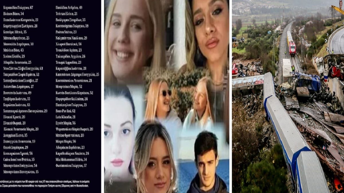 Η Ελλάδα “τρώει” τα παιδιά της: Μόλις 34,5 ο μ.ο. ηλικίας των νεκρών στα Τέμπη! Τα ονόματα των 55 ψυχών απο τις 57 που ανακοινώθηκαν επισήμως
