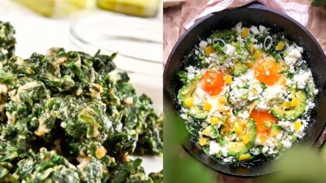 Brunch στο σπίτι: Αυγά χτυπητά στο τηγάνι με ξερό ανθότυρο και σπανάκι