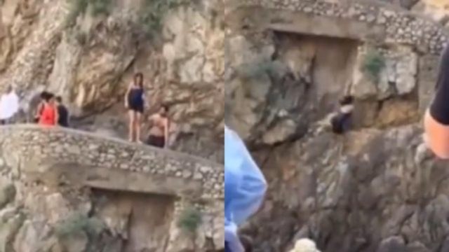 Τρόμος σε παραλία της Ιταλίας: Τουρίστρια ετοιμάζεται να βουτήξει στην θάλασσα και πέφτει σε βράχια (video)
