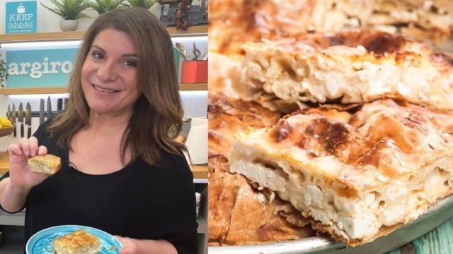 Tυρόπιτα του 10λεπτου από την Αργυρώ Μπαρμπαρίγου με τραγανό φύλλο και γέμιση τυριών που θυμίζει μπεσαμέλ
