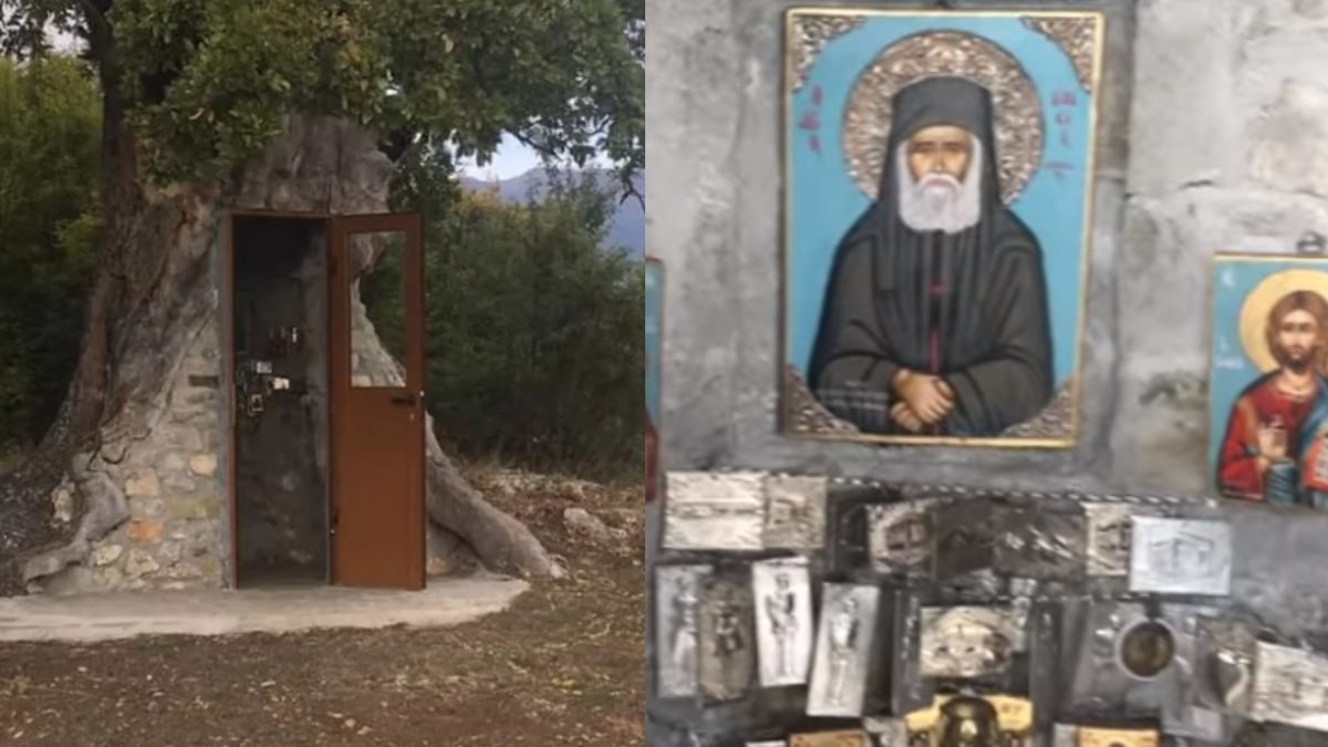 Απέραντο δέος: Το μικροσκοπικό εκκλησάκι στη μνήμη του Αγίου Παΐσιου που βρίσκεται στον κορμό ενός δέντρου