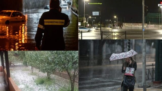 Κακοκαιρία Elias: Έντονες καταιγίδες και κεραυνοί στην Αττική, κλειστά σχολεία, προβλήματα στις μετακινήσεις