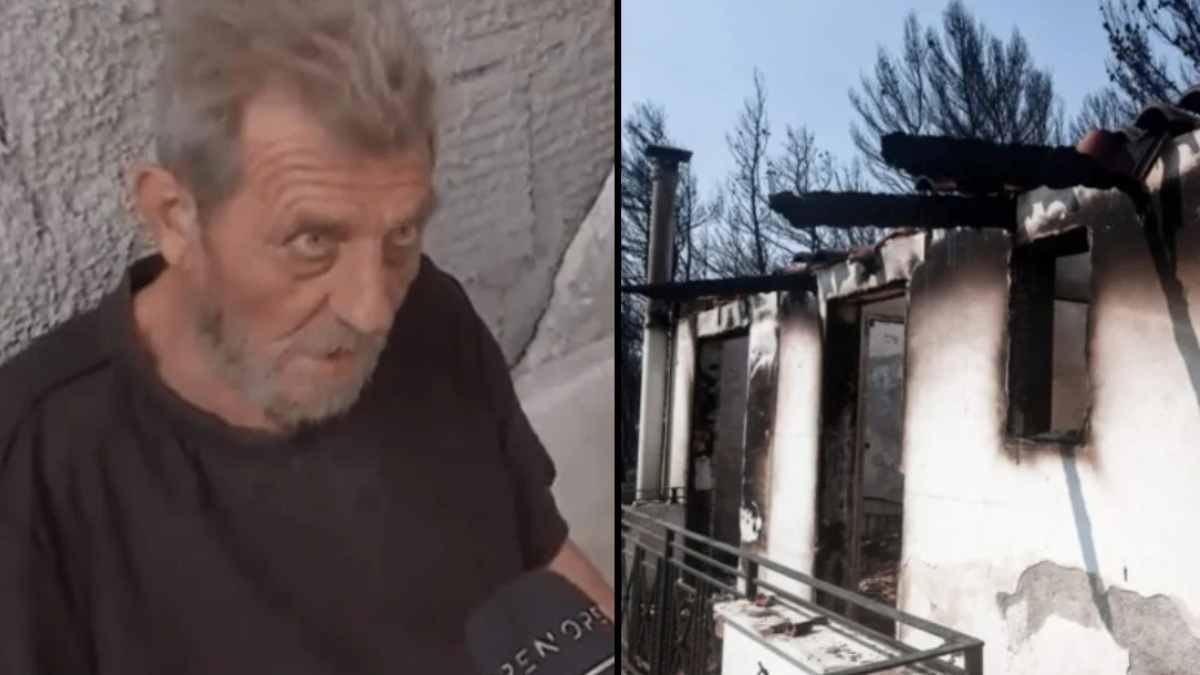 «Θα το ξαναχτίσω»: Ηλικιωμένος κοιμάται στην αυλή του καμένου του σπιτιού μαζί με τον σκύλο του