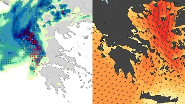 «Κεραυνοί» τα νεότερα στοιχεία του Meteo: Χαλάζι μεγάλου μεγέθους απόψε (3/11) και το Σάββατο – Κύματα 4 μέτρων στο Βόρειο Αιγαίο!