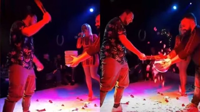 Μια κατηγορία μόνος του: Καψούρης Λαρισαίος ανέβηκε στην πίστα και έσπασε πιάτα με κάβουρα (video)