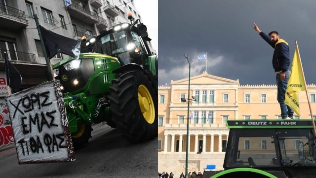 «Χωρίς εμάς, τι θα φας»: Μπροστά στη Βουλή εκατοντάδες τρακτέρ – Μεγαλειώδες συλλαλητήριο των αγροτών στο κέντρο της Αθήνας (video)