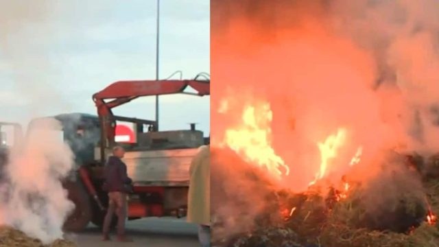 Νέα μπλόκα αγροτών: Έκλεισαν δρόμους και άναψαν φωτιές στην Εθνική Οδό (video)