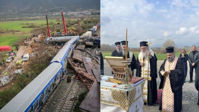 Ο Αρχιεπίσκοπος Ιερώνυμος στα Τέμπη, 1 χρόνο μετά την τραγωδία – Τέλεσε τρισάγιο στη μνήμη των θυμάτων του σιδηροδρομικού δυστυχήματος