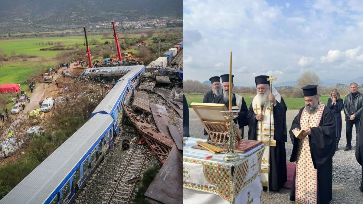 Ο Αρχιεπίσκοπος Ιερώνυμος στα Τέμπη, 1 χρόνο μετά την τραγωδία – Τέλεσε τρισάγιο στη μνήμη των θυμάτων του σιδηροδρομικού δυστυχήματος
