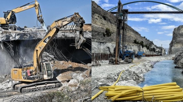 Ισθμός: Σε εξέλιξη οι εργασίες κατεδάφισης της γέφυρας – Τι αλλάζει στην κυκλοφορία μετά το ατύχημα με το βυτιοφόρο (video)