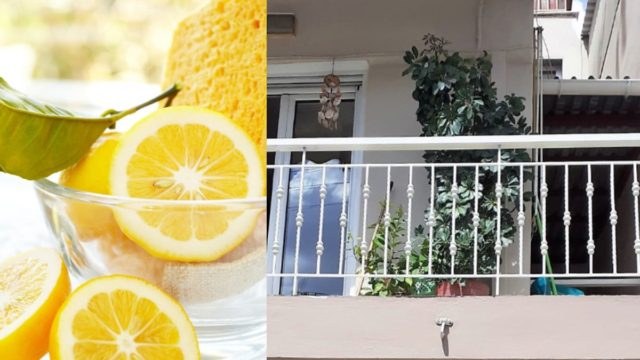 Βρώμικα κάγκελα στο μπαλκόνι; Φυσικό μείγμα με λεμόνι και αλάτι για βεράντα λαμπίκο