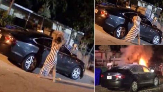 Ας πρόσεχε: Η στιγμή που απατημένη γυναίκα βάζει φωτιά στο αυτοκίνητο του πρώην της