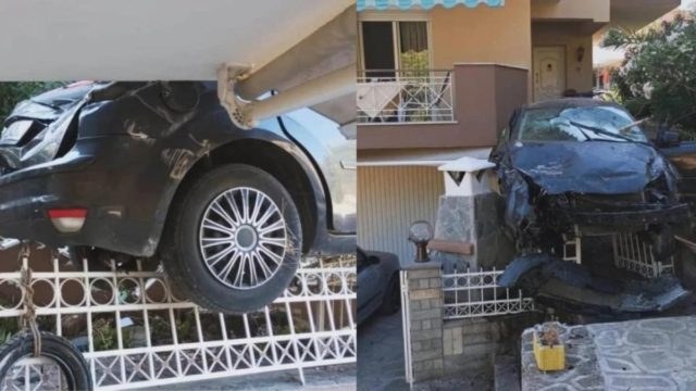 Απίστευτο κι όμως ελληνικό: Αυτοκίνητο «προσγειώθηκε» σε αυλή σπιτιού! (photo)