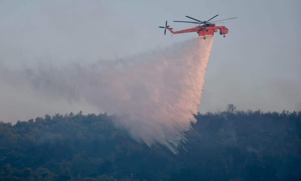Φωτιά στην Εύβοια: Μεγάλη κινητοποίηση στο Παρθένι – Μήνυμα από το 112
