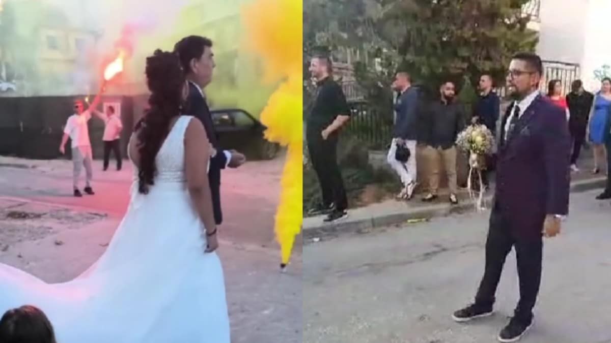 Τους ενώνει η «κίτρινη» αγάπη: Ζευγάρι ΑΕΚτζήδων έκανε χαμό στο γάμο τους – «Δικέφαλε θα τρέλαθω» (video)