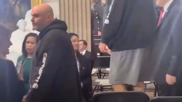 Μαγνήτισε όλα τα βλέμματα: Αχάμπαρος γερουσιαστής «έσκασε» μύτη στην ορκωμοσία Τραμπ με φούτερ και σορτς (video)