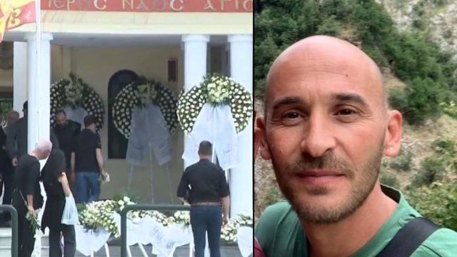 Βαρύ κλίμα στην κηδεία του Σπύρου Σέββου: Τραγικές φιγούρες μητέρα, σύζυγος, αδελφός και πεθερός