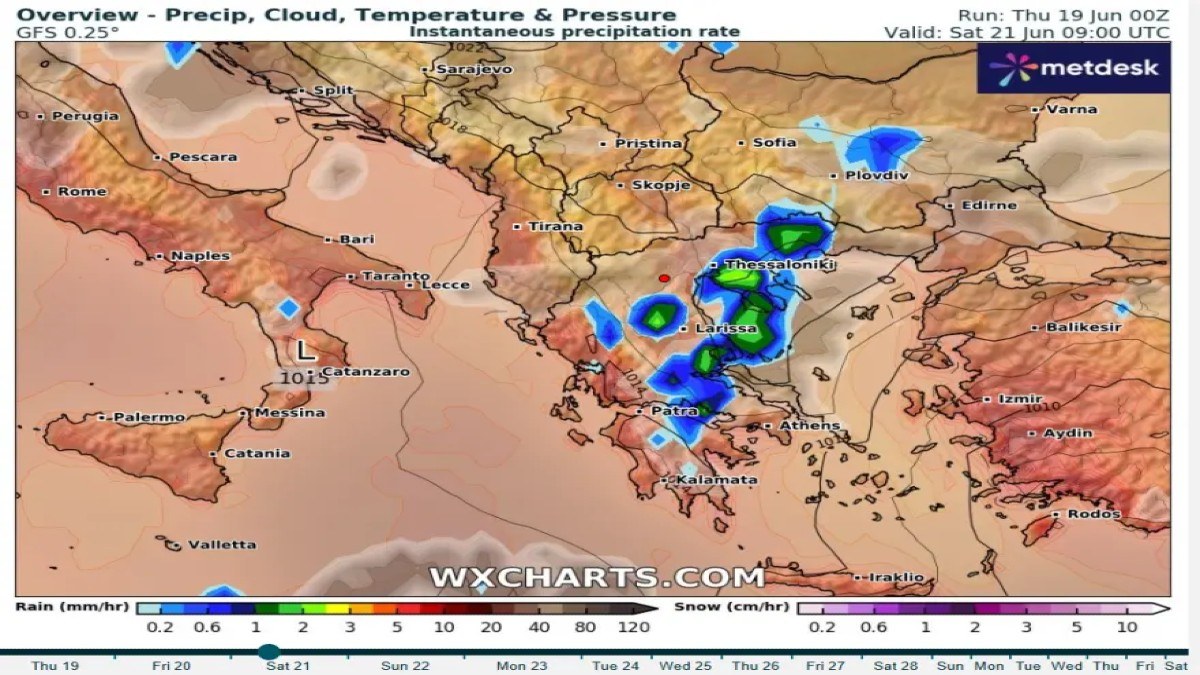 Έκτακτο δελτίο καιρού από την ΕΜΥ – Καταιγίδες, χαλάζι και δυνατοί άνεμοι σε πολλές περιοχές