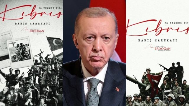 Φάουλ Ερντογάν: Χρησιμοποίησε εικόνα της ΕΟΚΑ αντί για τον τουρκικό στρατό – Την «κατέβασε» αμέσως