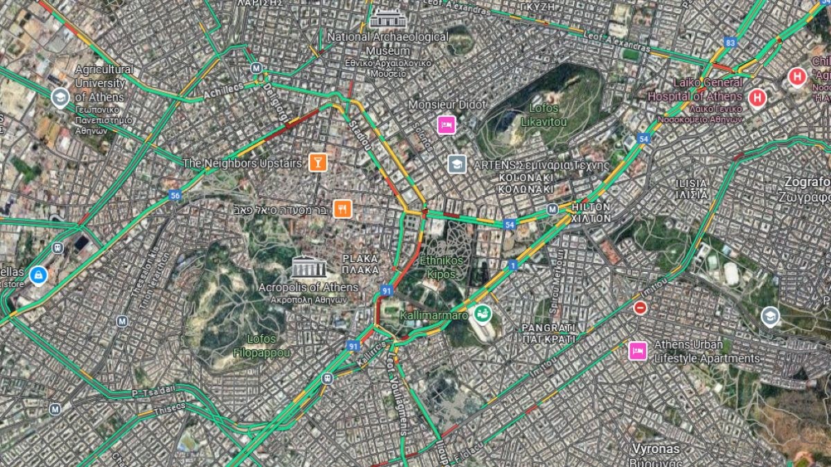 Live η κίνηση 05/08: Στο «κόκκινο» το κέντρο της Αθήνας – Καθυστερήσεις στην Αττική Οδό