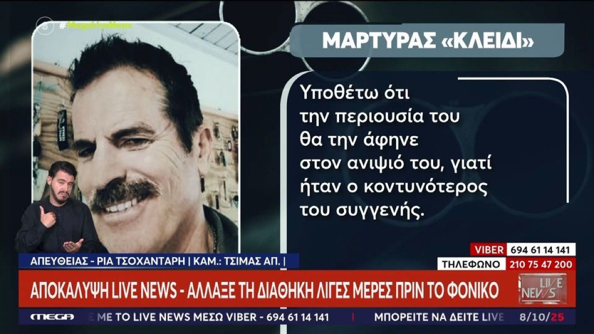 Αποκαλύψεις για το φονικό στη Φοινικούντα: Το θύμα άλλαξε τη διαθήκη του και είχε αποκληρώσει την ανιψιά του