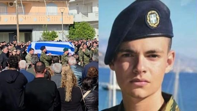 Ανείπωτος πόνος στην κηδεία του 19χρονου που σκοτώθηκε στη Ρόδο – Τύλιξαν με την γαλανόλευκη σημαία το φέρετρό του