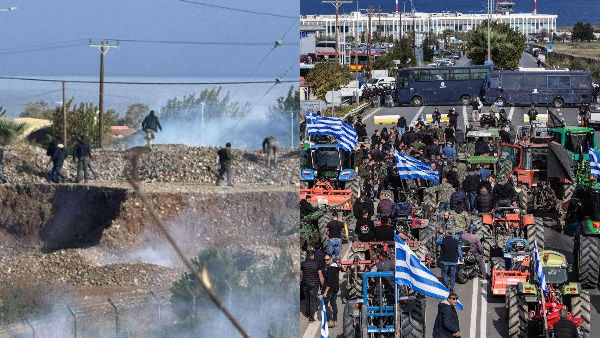 Επεισόδια μεταξύ αγροτών και αστυνομίας: Προσπάθεια αποκλεισμού στο αεροδρόμιο Ηρακλείου – Με τρακτέρ έξω από το γραφείο του Τσιάρα
