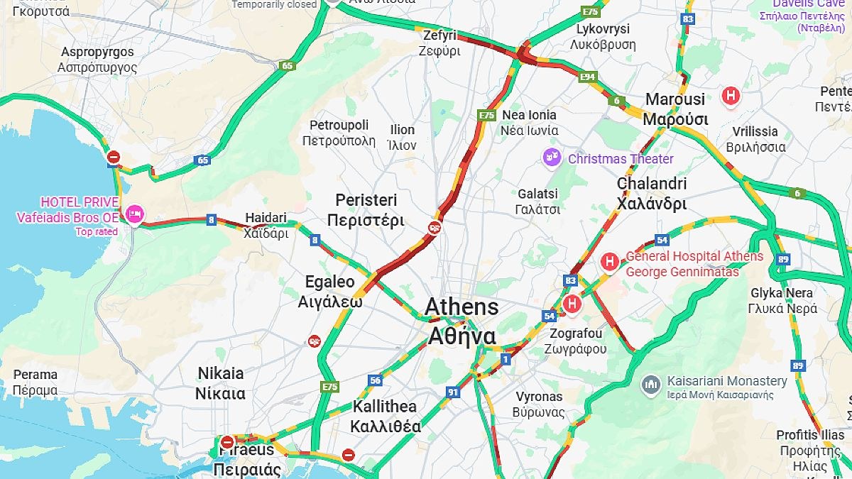 Κίνηση 1/12: «Αλαλούμ» στον Κηφισό από νωρίς – Πού αλλού εντοπίζονται προβλήματα