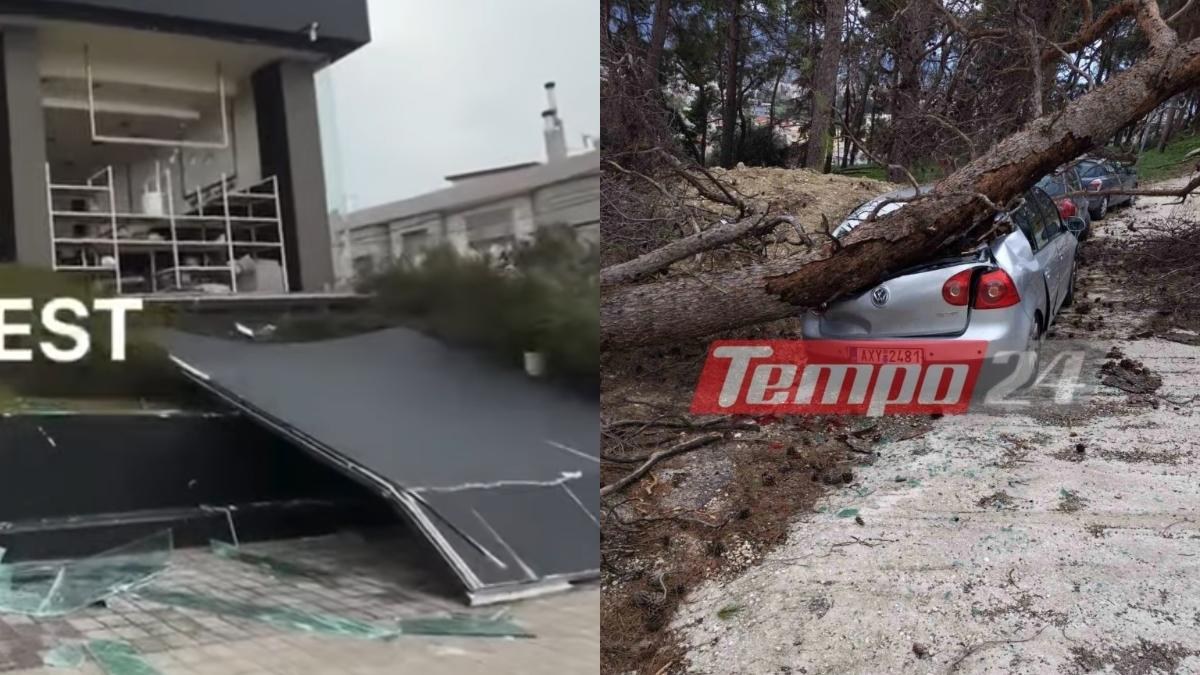 Πάτρα: «Πόλεμος» με 100 χλμ/ώρα – Ξηλώθηκαν βιτρίνες 25 μέτρων, πτώσεις δέντρων και ανατροπές νταλίκας