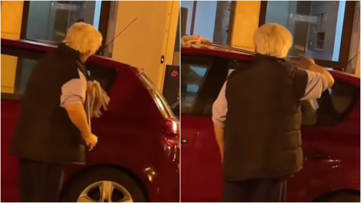 Αν είναι δυνατόν: Παππούς πλένει το αμάξι με… σφουγγαρίστρα!
