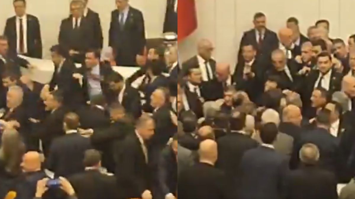 Η στιγμή που η τουρκική Βουλή μετατρέπεται σε ρινγκ