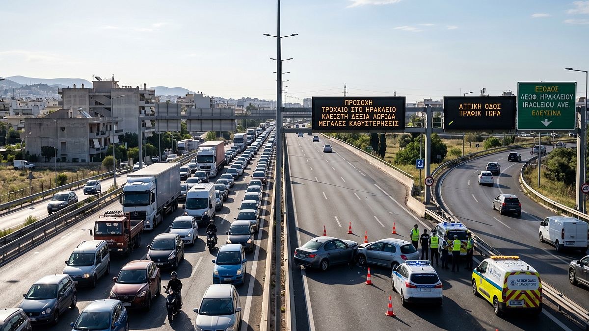 Κίνηση στους δρόμους: Εφιάλτης για τους οδηγούς στην Αττική Οδό – Καραμπόλα, κλειστές λωρίδες και ουρές χιλιομέτρων