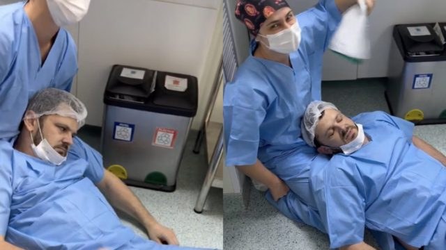«Έπεσε» πριν προλάβει να δει το μωρό: Ο πατέρας που λιποθύμησε στην καισαρική και έγινε viral