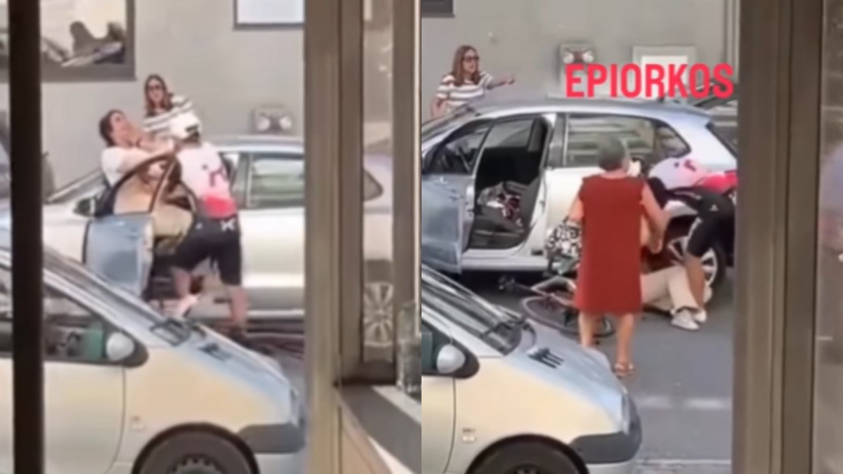 Απίστευτος τσακωμός στον δρόμο: Γυναίκα οδηγός πλακώνεται άσχημα με ποδηλάτη! Το βίντεο σοκάρει