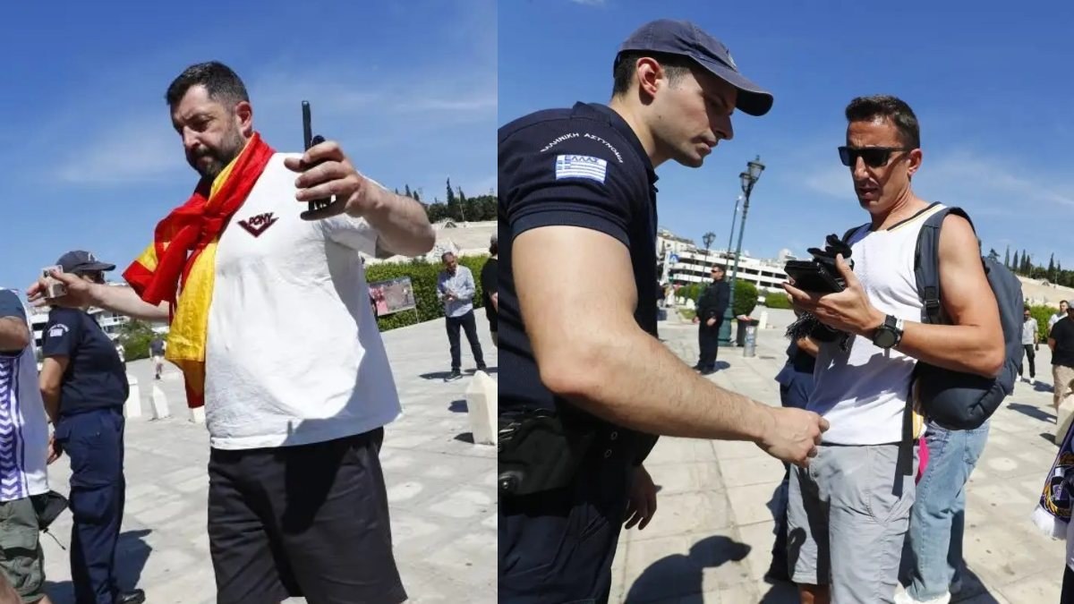 Οι φίλαθλοι της Ρεάλ Μαδρίτης οργανωμένα και εντυπωσιακά εισέρχονται στο χώρο του ολυμπιακού Σταδίου!