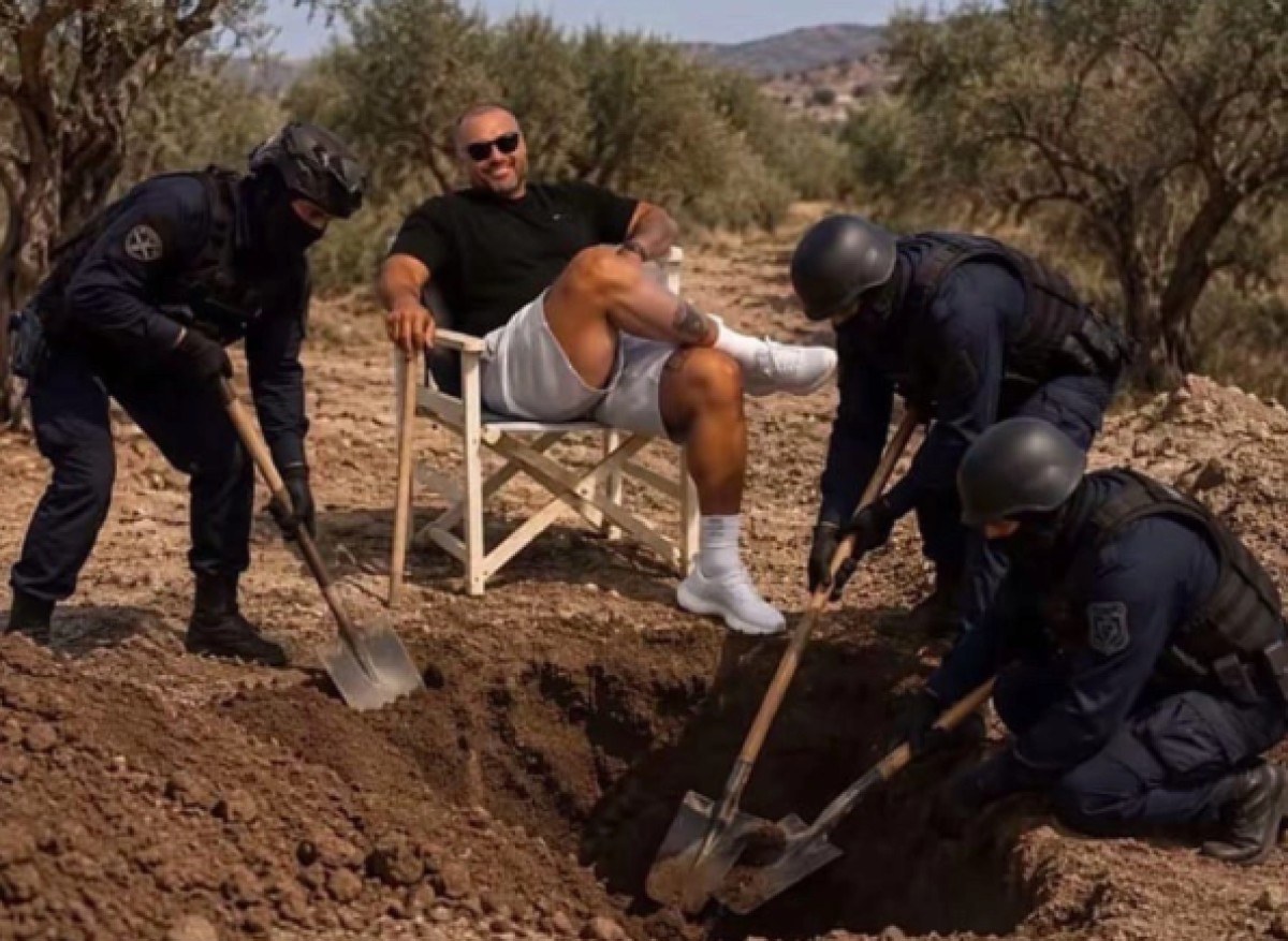 Ένστολοι σκάβουν στο έδαφος γύρω του