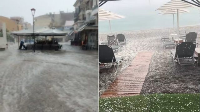 Απίστευτη κακοκαιρία στην Καλαμάτα: Εικόνες καταστροφής, με πλημμύρες και έντονη χαλαζόπτωση! (videos)