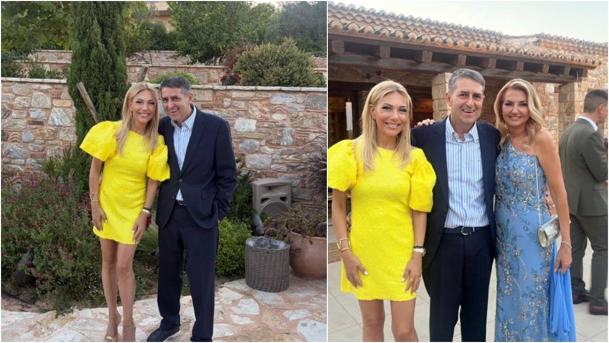 Λαμπερή εμφάνιση σε γάμο: Τίνα Μεσσαροπούλου και Γιώργος Μυλωνάκης πιο ευτυχισμένοι από ποτέ μετά την περιπέτεια υγείας του υφυπουργού!