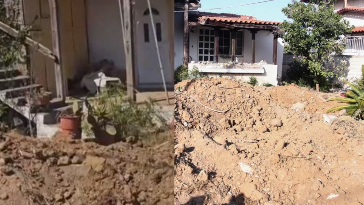 Ειδικά συνεργεία και σκαπτικά μηχανήματα πραγματοποιούν εκτεταμένες έρευνες στον κήπο της κατοικίας στον Μαραθώνα