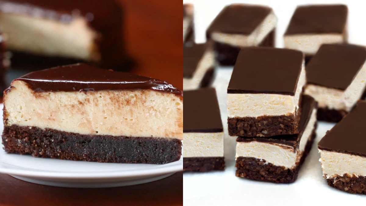 Σοκολατένιες μπάρες brownie-cheesecake χωρίς ενοχές