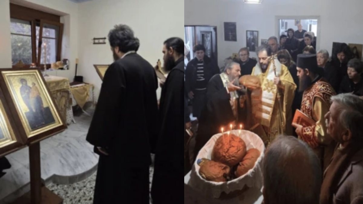Πραγματοποιήθηκε η πρώτη Θεία Λειτουργία στο πατρικό σπίτι του Αγίου, το οποίο μετατρέπεται σε ιερό παρεκκλήσι για κατοίκους και επισκέπτες.