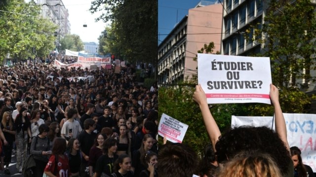 Με γαλλικά τραγούδια η πορεία μαθητών και φοιτητών: 20 προσαγωγές και καταλήψεις – «Να σπουδάσουμε ή να επιβιώσουμε;»